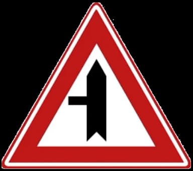 Verkeersbord B4: Voorrangskruispunt Zijweg links