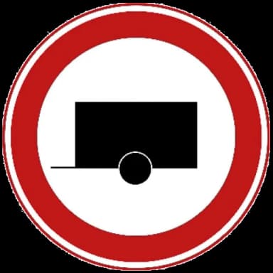 Verkeersbord C10: Gesloten voor motorvoertuigen met aanhangwagen
