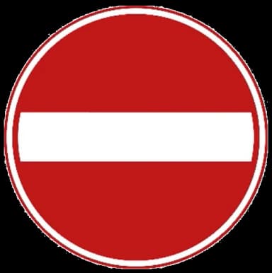 Verkeersbord C2: Eenrichtingsweg, in deze richting gesloten voor voertuigen, ruiters en geleiders van rij- of trekdieren of vee