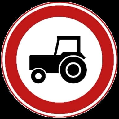 Verkeersbord C8: Gesloten voor landbouw- en bosbouwtrekkers, motorrijtuigen met beperkte snelheid en mobiele machines