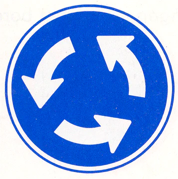 Verkeersbord D1: Rotonde; verplichte rijrichting